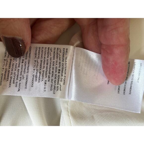 Bebe cream silk bodysuit, romantic, statement, date night, ruffle, lace, sexy - Picture 5 of 5